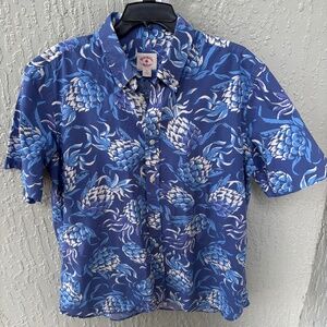 Brooks Brothers Red Fleece Hawaiian Shirt Mens XL Pineapple Print Blue